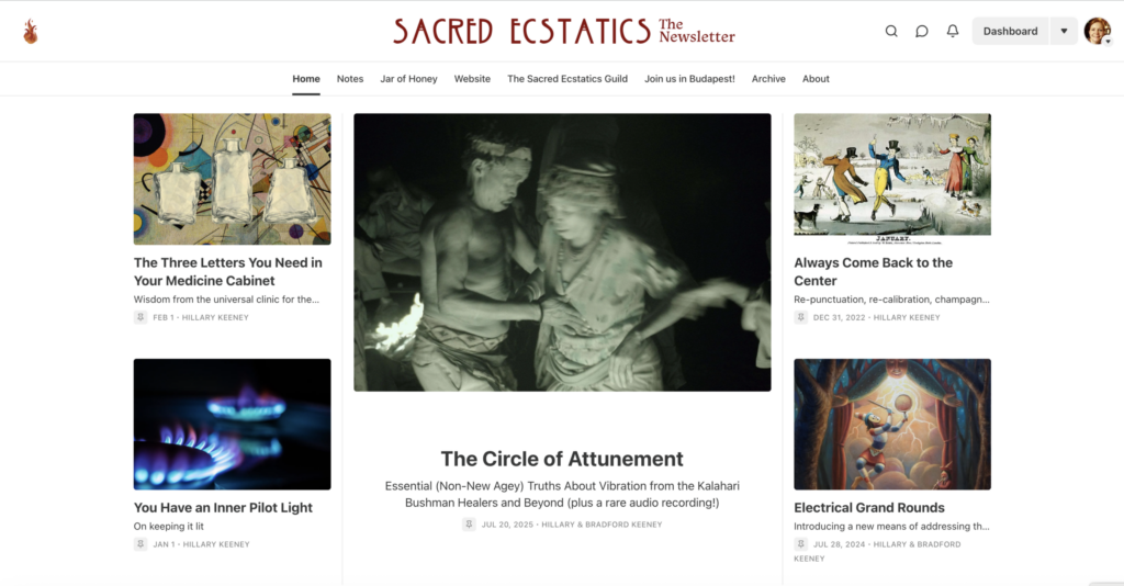 Sacred Ecstatics Newsletter Home Page