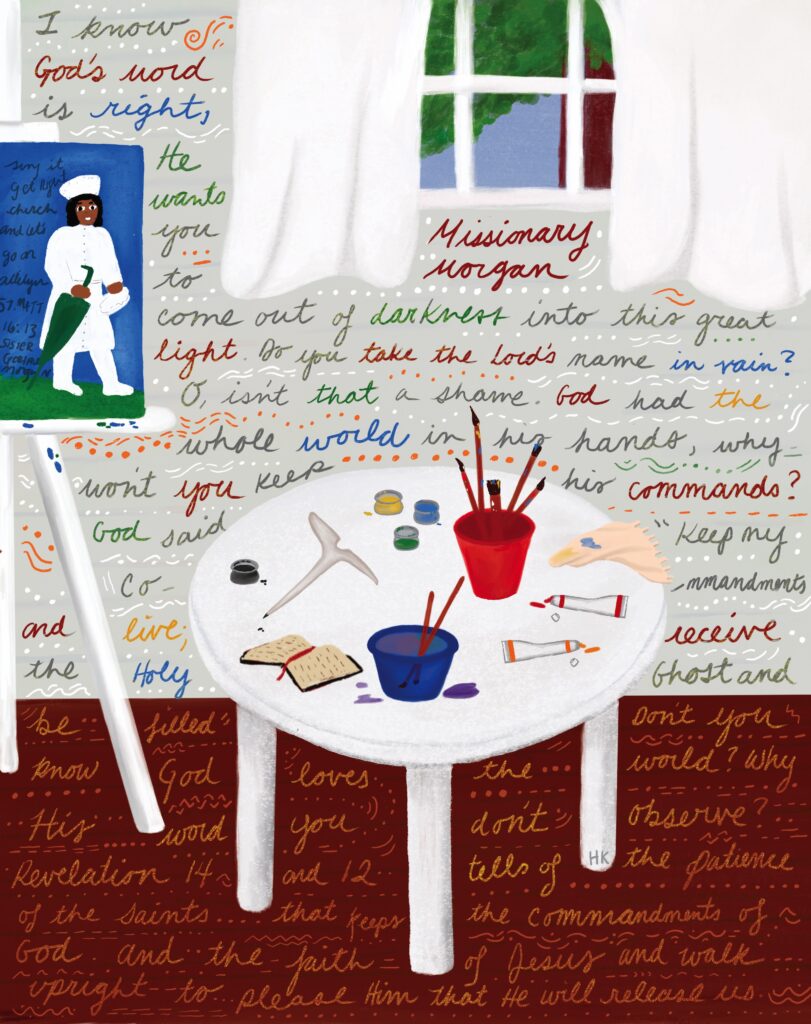 Sister Gertrude Morgan paints by Hillary Keeney